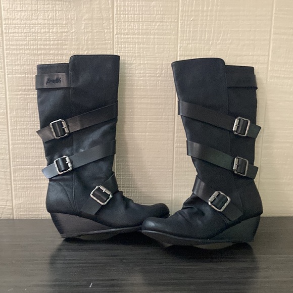 Sandals:  Canvas Open Toe Cut Out Side Wedge BUTTERFLY - Black - Blowfish Malibu main image 0
